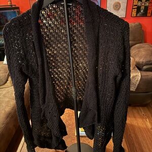 Olivaceous Black Open-Knit Cardigan